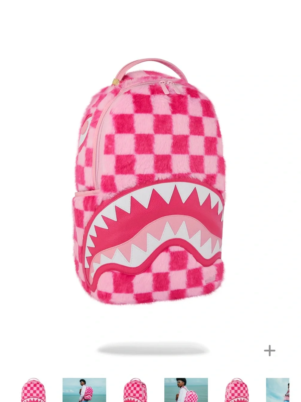 Sprayground Pink Checkered Shark Backpack (FIRM PRICE)